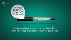 E-cigarettes are 95 per cent safer than regular cigarettes, says Public Health England.