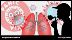 Illsutration av e-cigg, lungor och covid-19