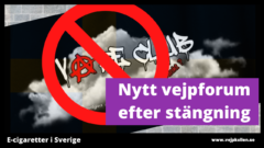 Banner för Vape Club Sweden, överkryssad